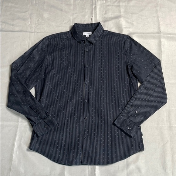 CALVIN KLEIN Black Striped Shirt - Picture 1 of 11